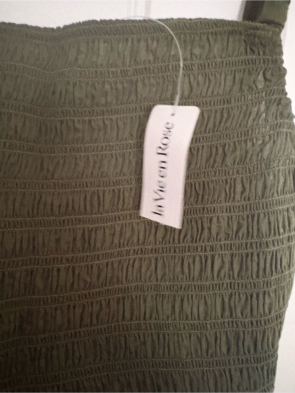 Smocked Tank Midi Sun Dress - Olive Green - Picture 4 of 4